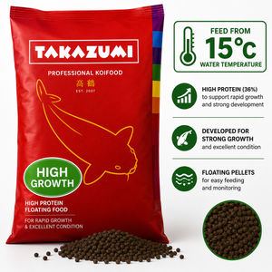 Takazumi High Growth koi food floating pellets for rapid growth – feed from 15°C