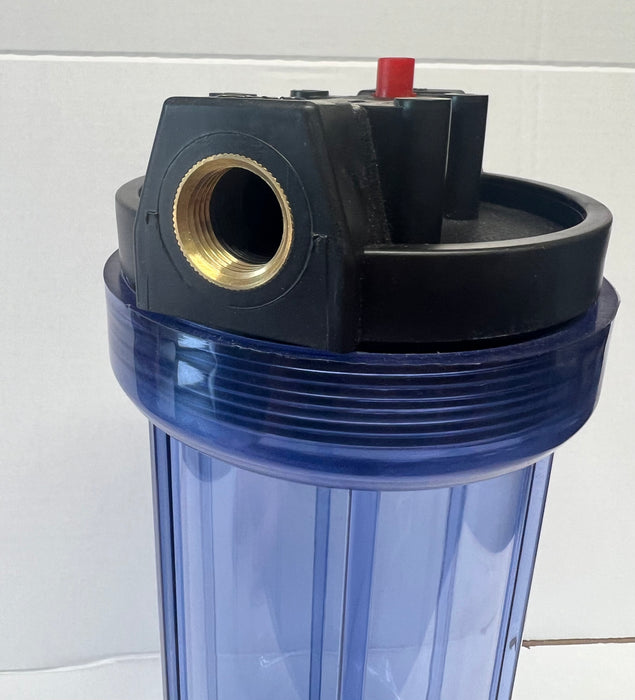 10" Clear Housing For Pond Dechlorinator (Brass Threads)