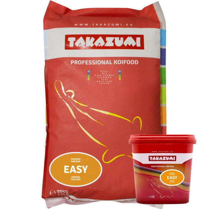 Takazumi Easy koi food from Elite Koi high-quality, easily digestible pellets designed to promote koi health, growth, and vibrant colour with balanced nutrition.